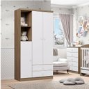 Ver imagem 5 de Cômoda e Guarda Roupa Infantil Bala de Menta Rústico Branco - Henn
