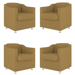Kit 4 Poltronas Tilla Decorativas Consultório Sala Tecido Suede Cor:Capuccino - 1