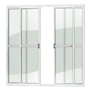 Porta de Alumínio Balcão 210x240cm 4 Folhas com Vidro Liso Super Brilhante Brimak