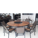 Ver imagem 4 de Jogo de Mesa Jantar 1,80m Zurick Madeira Pétalas 8 Poltronas Cactos Tela Sling e Alumínio - Marrom