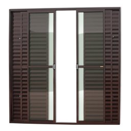 Porta de Alumínio Balcão 210x200cm 6 Folhas com Vidro Liso Corten Super Brimak - 1