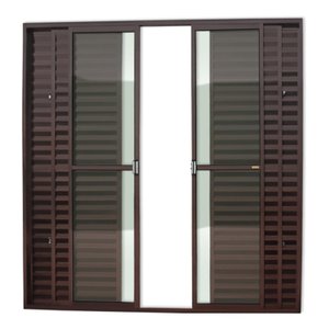 Porta de Alumínio Balcão 210x200cm 6 Folhas com Vidro Liso Corten Super Brimak