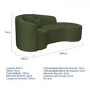 Ver imagem 3 de Recamier Curvo Orgânico 200cm 3 Lugares Lado Direito para Sala de Estar Linho Londres Verde