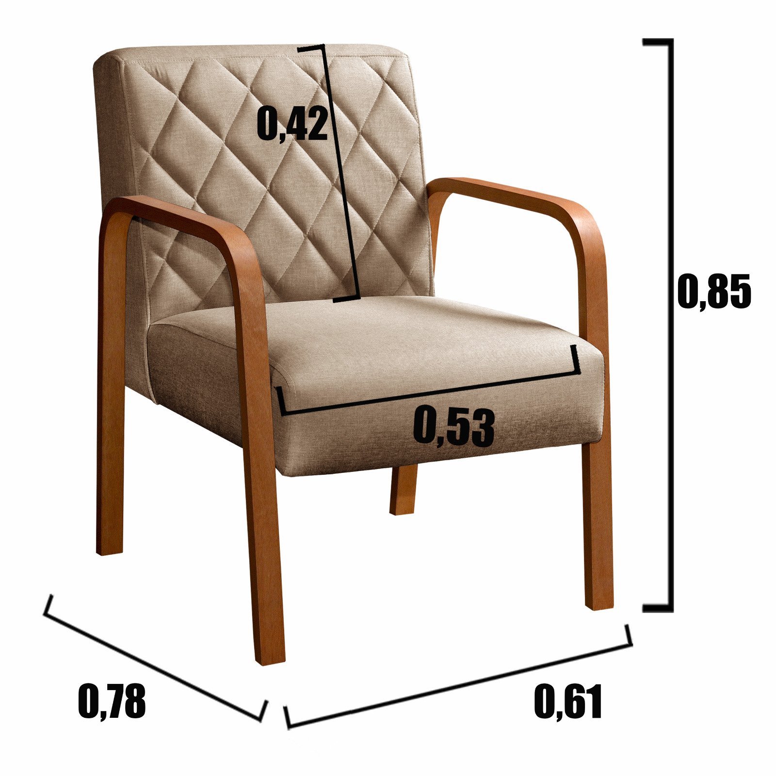 Poltrona Lara Cadeira decorativa Sala, Recepção - Linho Marrom - 4