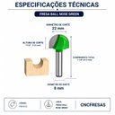Ver imagem 2 de Fresa Ball Nose Green Haste 8mm