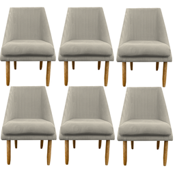 Kit 06 Cadeiras para Sala de Jantar Ana Pés Palito Suede Bege- D'classe Decor - 1