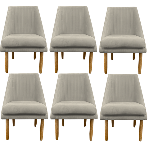 Kit 06 Cadeiras para Sala de Jantar Ana Pés Palito Suede Bege- D'classe Decor