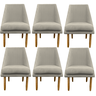 Kit 06 Cadeiras para Sala de Jantar Ana Pés Palito Suede Bege- D'classe Decor - 1