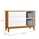 Ver imagem 4 de Dormitório Infantil Classic 3 Portas, Cômoda 1 Porta, Berço Branco/Savana com Pés Amadeirado e