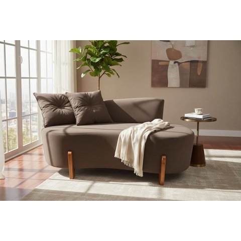 Namoradeira Sofá Feijão Luna 130cm Orgânica Suede Marrom