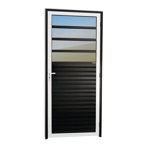 Porta de Cozinha Super Vidro Reflex 210cm x 86cm Brimak Abertura Esquerda Mix Preto