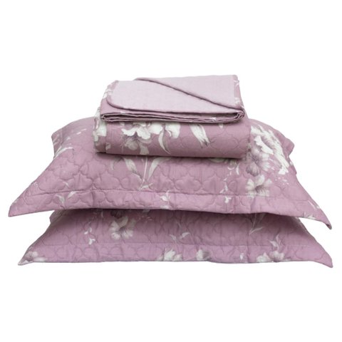 Kit Colcha Queen Bouti Cobre Leito Estampado 3 Peças Cor:Jasmine