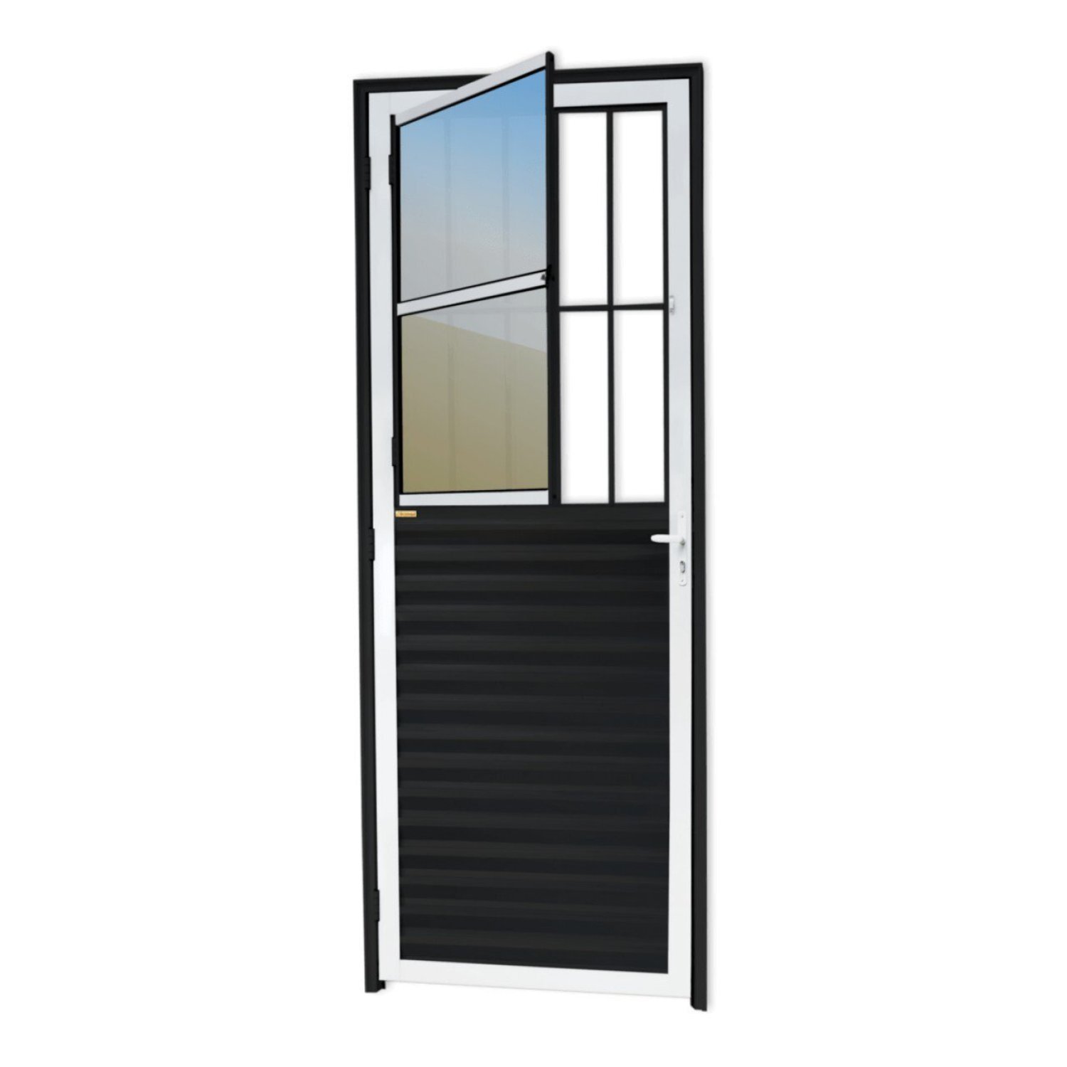Porta de Sala Linha 25 Vidro Reflex 210cm X 80cm Brimak Abertura