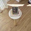 Ver imagem 3 de Mesa Lateral Redonda com Pé Palito de Madeira Branco e Natural