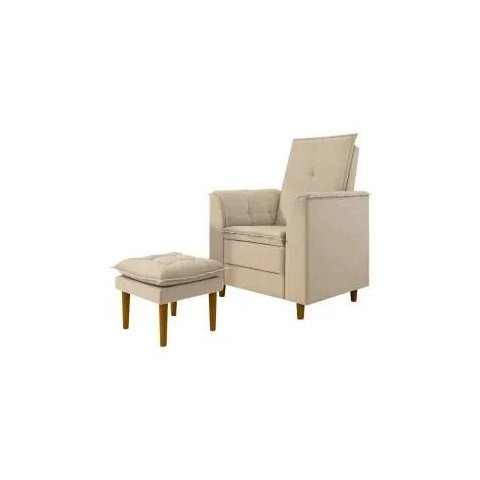 Poltrona Amamentação Sala Quarto Bebe Yasmin Suede Bege