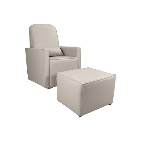 Poltrona Amamentação com Balanço + Puff Sintetico Bege Matrix Annecy