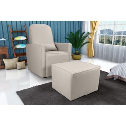 Poltrona Amamentação com Balanço + Puff Sintetico Bege Matrix Annecy - 2
