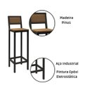 Ver imagem 4 de Banqueta Florença Estilo Industrial GDecor - assento madeira