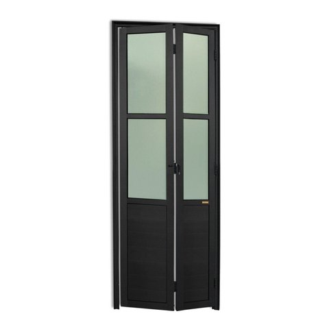 Porta Camarão Meia Lambril Meia Vidrão Linha 25 Vidro Boreal 210cm x 80cm Brimak Abertura Esquerda Preto