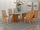 Ver imagem 7 de Conjunto Sala de Jantar Mesa Orgânica 200cm 6 Cadeiras Belle com Tampo Vidro Cinamomo/Sintético Terr