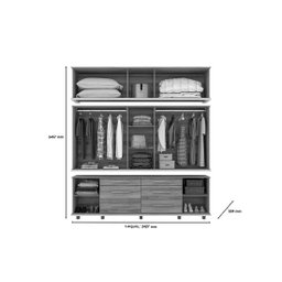 Roupeiro Channel Cinco Portas Nature/Off White - Fabri Móveis - 2