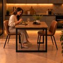 Ver imagem 3 de Mesa de Jantar Reforçada Industrial 160x80cm Tampo Marrom Pés Preto