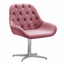 Ver imagem 1 de Poltrona Lua Cadeira Decorativa Giratória Pé de Metal Escritório, Sala, Recepção - Suede Rosa