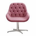 Ver imagem 2 de Poltrona Lua Cadeira Decorativa Giratória Pé de Metal Escritório, Sala, Recepção - Suede Rosa