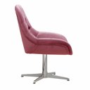 Ver imagem 3 de Poltrona Lua Cadeira Decorativa Giratória Pé de Metal Escritório, Sala, Recepção - Suede Rosa
