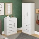 Ver imagem 1 de Quarto Completo com Guarda-Roupa 3 Portas e 2 Gavetas e Cômoda 4 Gavetas 1 Porta Branco