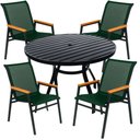 Ver imagem 1 de Mesa 1,00m Ripado Alumínio + 4 Cadeiras Praia Tela Sling Área Externa Piscina Jardim Verde