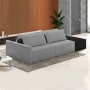Ver imagem 1 de Sofá Ilha Modulado Milos 232cm Puff Lateral Cinza Escuro Preto Manchado Bouclê/pu G33 - Gran Belo