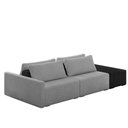 Ver imagem 2 de Sofá Ilha Modulado Milos 232cm Puff Lateral Cinza Escuro Preto Manchado Bouclê/pu G33 - Gran Belo