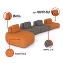Ver imagem 3 de Sofá 4 Lugares Orgânico com Chaise e 3 Módulos Berlim bouclê Caramelo/grafite K01 - D’Rossi