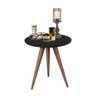 Conjunto Mesa Apoio Lateral Redonda Pés Palito - Preta - 4
