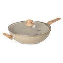 Ver imagem 1 de Oster Panela Wok com Tampa 5,5l Corpo em Aluminio e Revestimento Ceramico Marble Edition - Cinza Dus