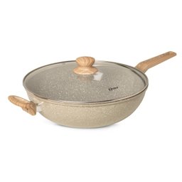 Oster Panela Wok com Tampa 5,5l Corpo em Aluminio e Revestimento Ceramico Marble Edition - Cinza Dus - 1