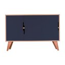 Ver imagem 1 de Aparador Buffet Murano Moderno 3 Portas MDP 115cm Carvalho e Azul Marinho Mercado Das Prateleiras