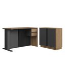 Ver imagem 5 de Conjunto Home Office 2 Peças Escrivaninha com Gavetas e Armário Mel/Grafite - Faema