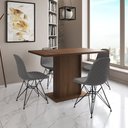 Ver imagem 1 de Mesa Jantar Londres Tampo Amêndoa 120cm 4 Cadeiras Ferro Preto Estofado Grafite