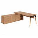 Ver imagem 2 de Mesa Diretor Executiva 200 cm X 203 cm Pés Cavalete em Madeira com Caixa de Tomadas e Armário
