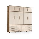 Ver imagem 1 de Guarda Roupa Casal Eron 10 Portas de Bater 12 Gavetas MDF Malbec Off White