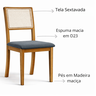 Kit 4 Cadeiras de Jantar Linho Cinza Tela Sextavada Rubi Madeira Maciça Cor Madeira Mel - 4