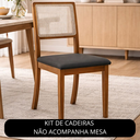 Ver imagem 3 de Kit 4 Cadeiras de Jantar Linho Cinza Tela Sextavada Rubi Madeira Maciça Cor Madeira Mel