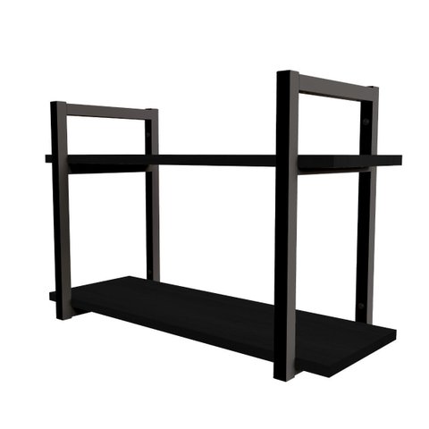 Kit de Prateleiras com Suporte em Aço Estilo Industrial Kit Prat Ind 2p:preto