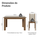 Ver imagem 4 de Conjunto Sala de Jantar Lucena Mesa Tampo de Madeira 6 Cadeiras Rustic/Crema/Floral Hibiscos Madesa
