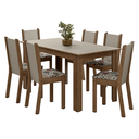 Ver imagem 3 de Conjunto Sala de Jantar Lucena Mesa Tampo de Madeira 6 Cadeiras Rustic/Crema/Floral Hibiscos Madesa