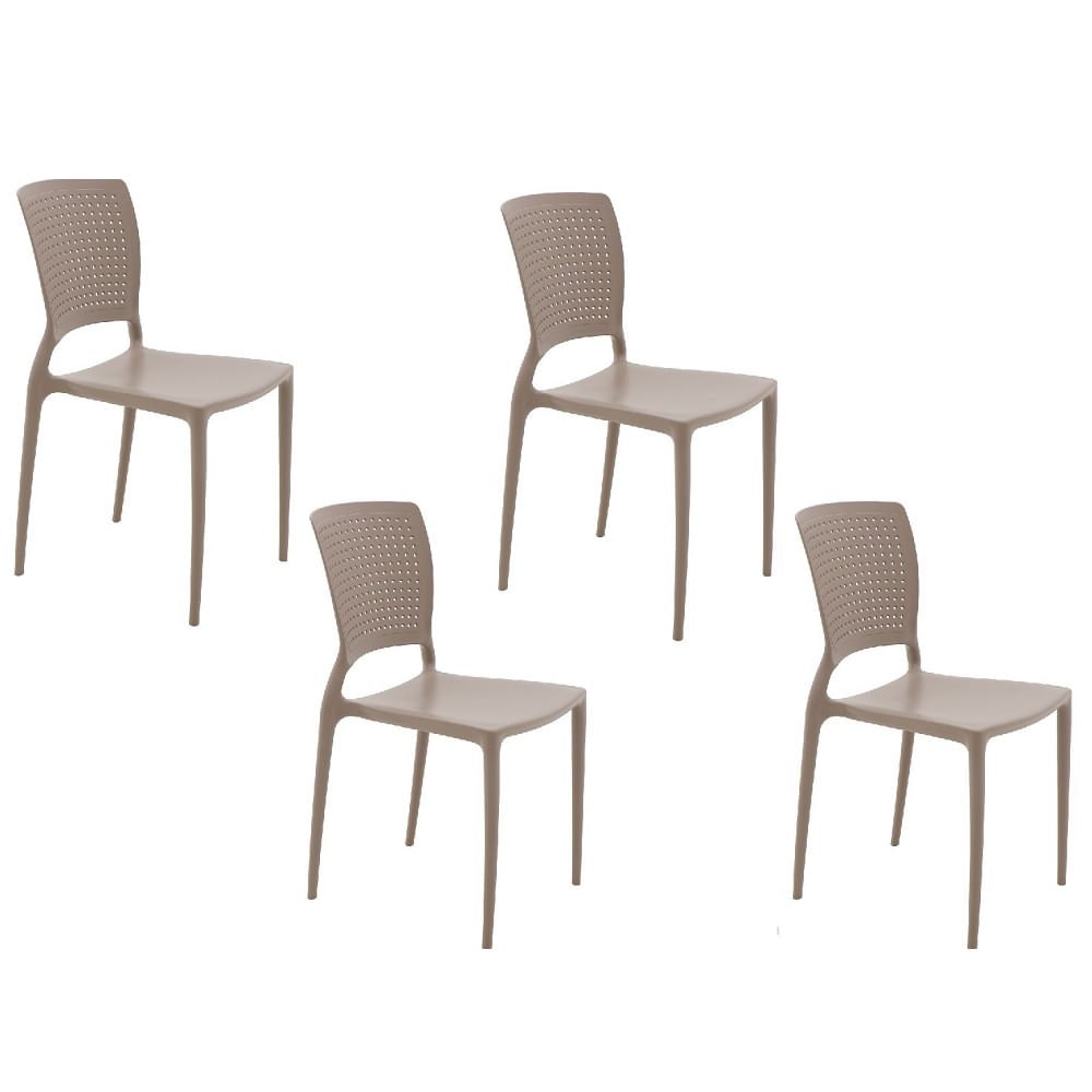 Conjunto de 4 Cadeiras Plásticas Tramontina Safira Camurça - 1