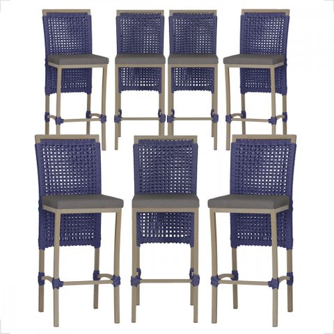 7 Banqueta em Alumínio Roma Fendi Corda Náutica Tecido 11