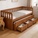 Ver imagem 1 de Cama Solteiro com Auxiliar 188x88cm 3 Gavetas Orien Avelã B11 - Mpozenato